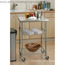 DIY 3 Tiers Stainless Steel Kitchen Cart with One Basket